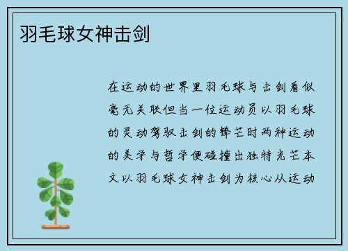 羽毛球女神击剑